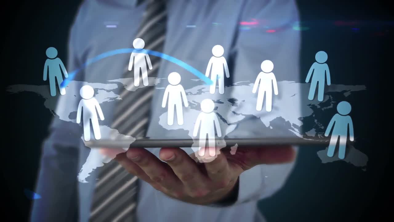 Businessman using tablet to view hologram