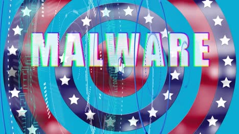animación de malware texto del patrón de la bandera de américa girando