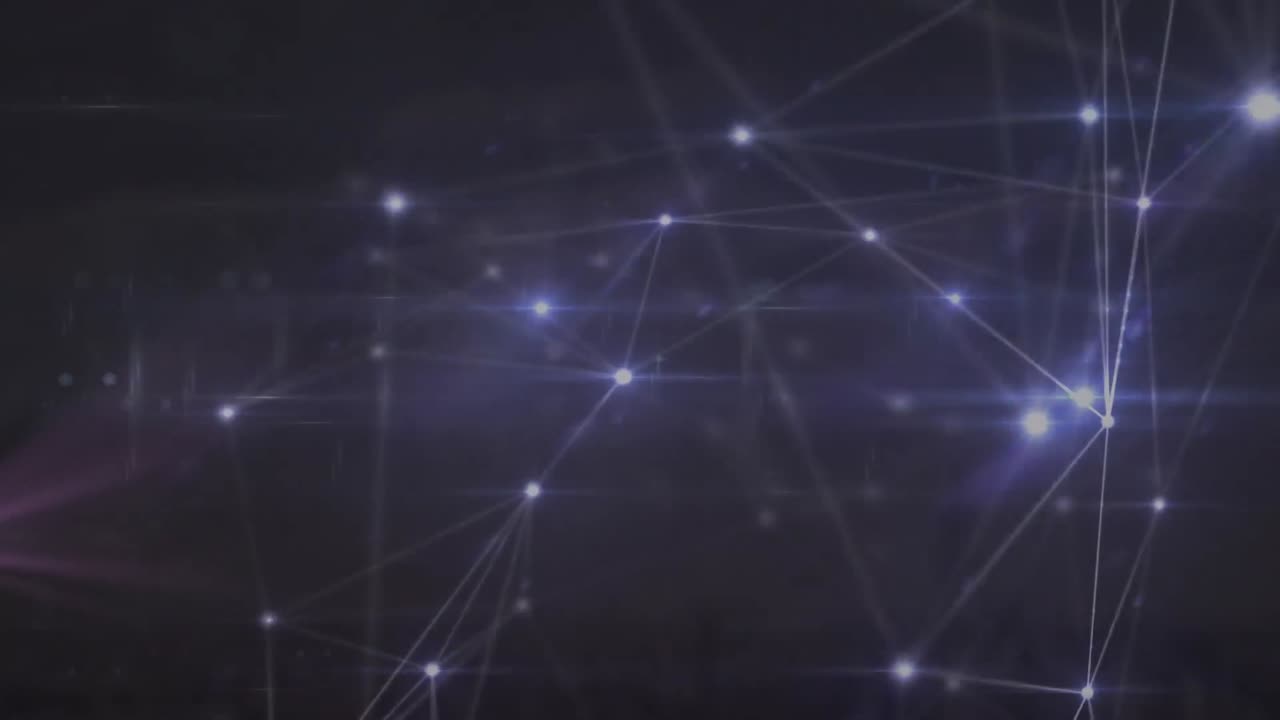 animación de una red de conexiones brillantes contra un fondo negro.