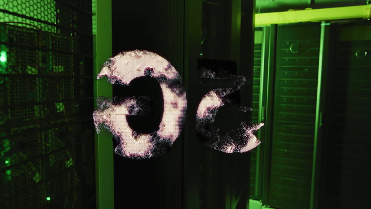 데이터 센터의 서버 랙에 대한 고장 효과 애니메이션