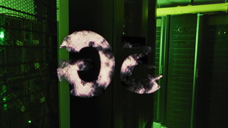 animación de efecto de fallo en los racks de servidores en el centro de datos