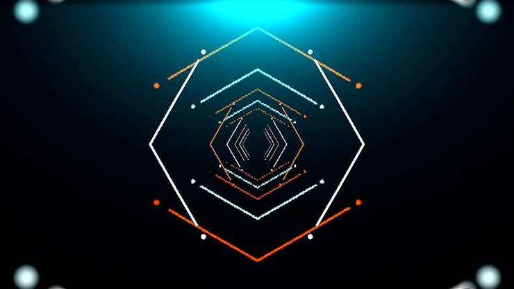 Futuristic tunnel with neon light in space, abstract computer generated backdrop, 3D rendering