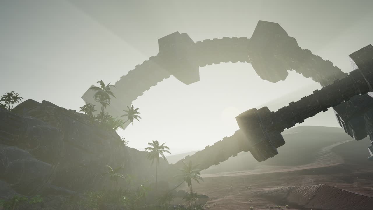 사막에 있는 오래된  ⁇ 은 외계인 우주선.