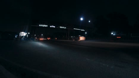 timelaps of a busy road at night