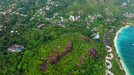 Cinematic-aerial-drone-view-Mahè-Island,-Seychelles,-Indian-Ocean