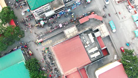 top down shot of traffic area narrow street road, crowded highway and busy people walking