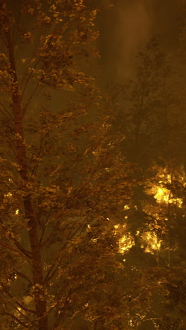 wildfire engulfs forest at night creating a haunting glow among the trees