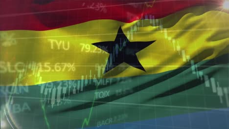 Animación-Del-Procesamiento-De-Datos-Del-Mercado-De-Valores-Contra-La-Bandera-De-Ghana.