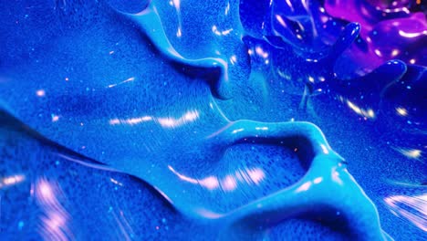 smooth abstract animation of liquid gradient rainbow color in 4k. bright glossy paint surface as abstract looped festive background. glitters on viscous liquid with 3d splashes on surface like drops.