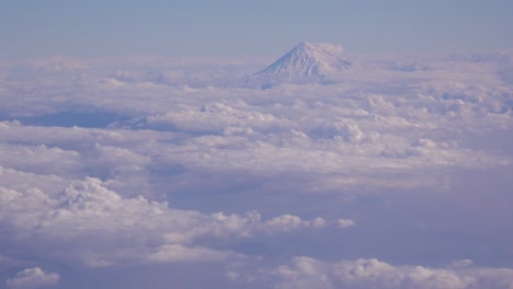 aerial over mount damavand volcano in iran