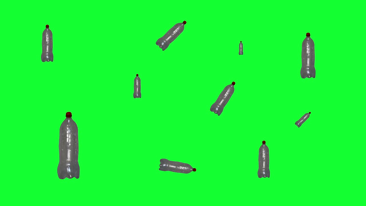 플라스틱 병의 그룹 애니메이션, 편집 가능한 녹색 화면 - 크로마 키 원활한 루프