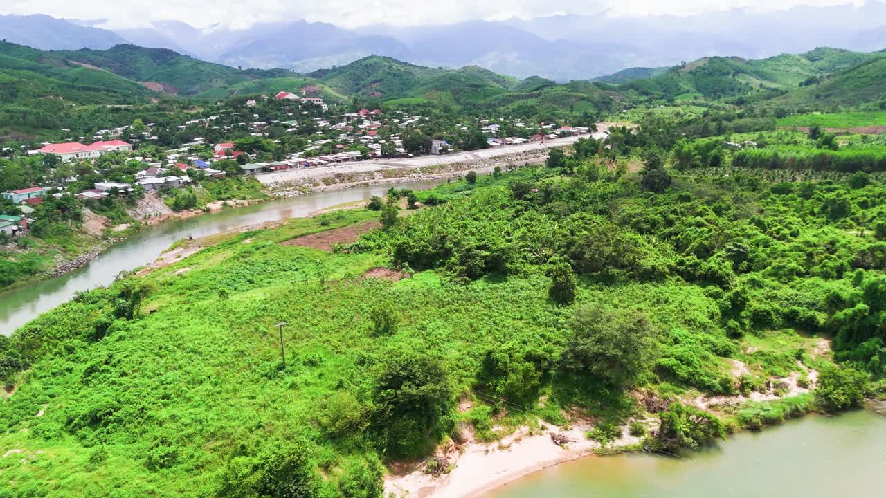 Aerial View Jib of the City in Lam Dong