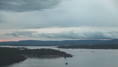 Norwegen-Natur-Bucht-Skyline-Sonnenuntergang