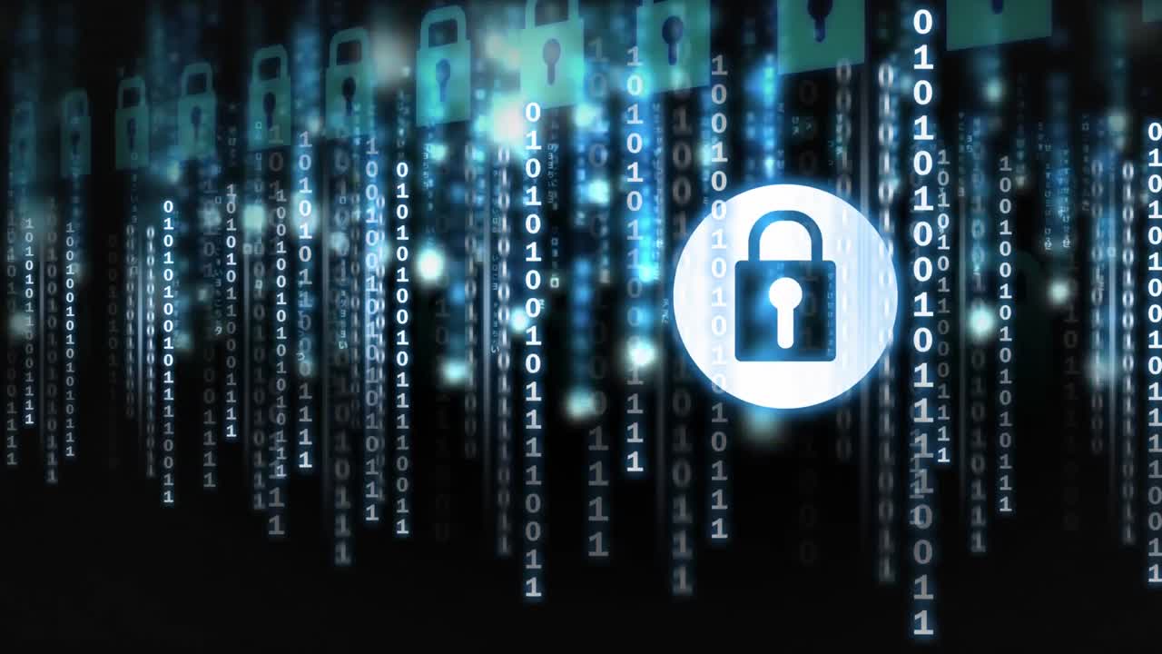 Digital animation of binary technology code 4k