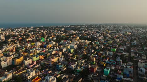 profile view of crowded chennai city with skyscape at background during daytime in india