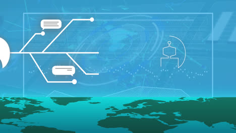 animation of ai data processing over connections with ai icons