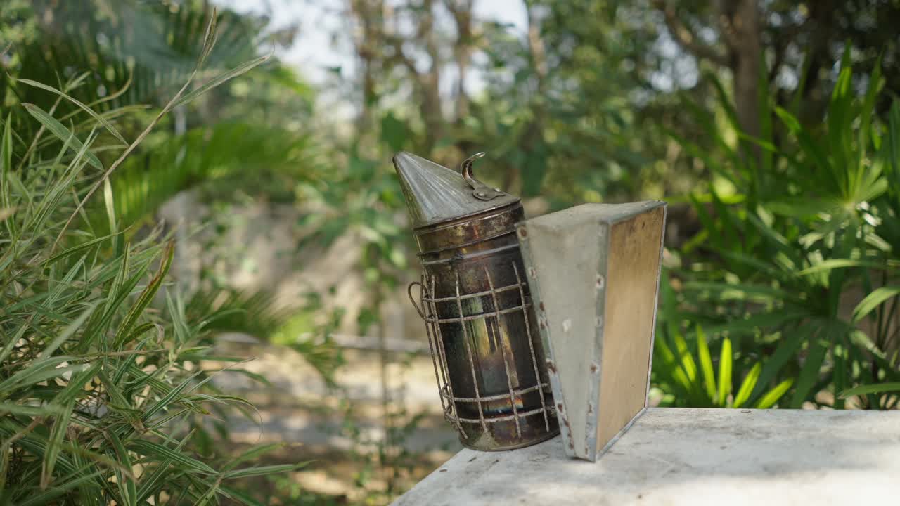 Bee Smoker in a Garden Setting