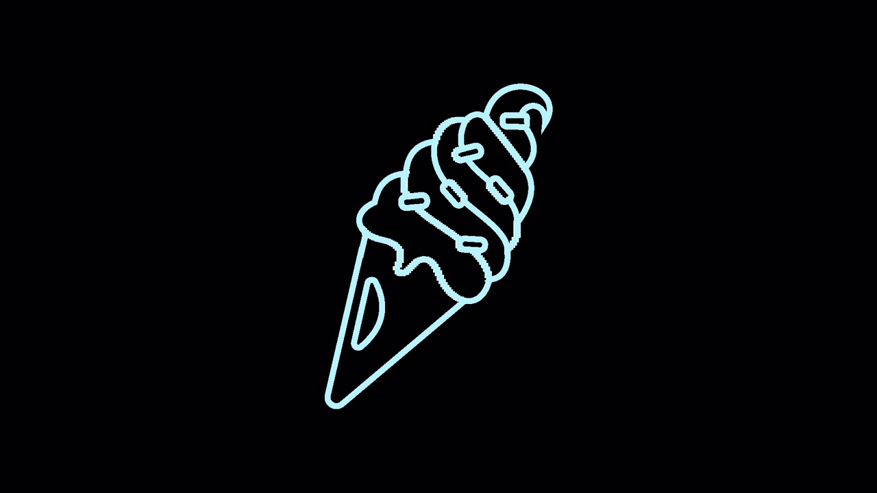 Contorno al neon animato di un cono gelato