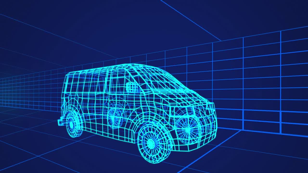 자동차 4k의 3d 기술 도면