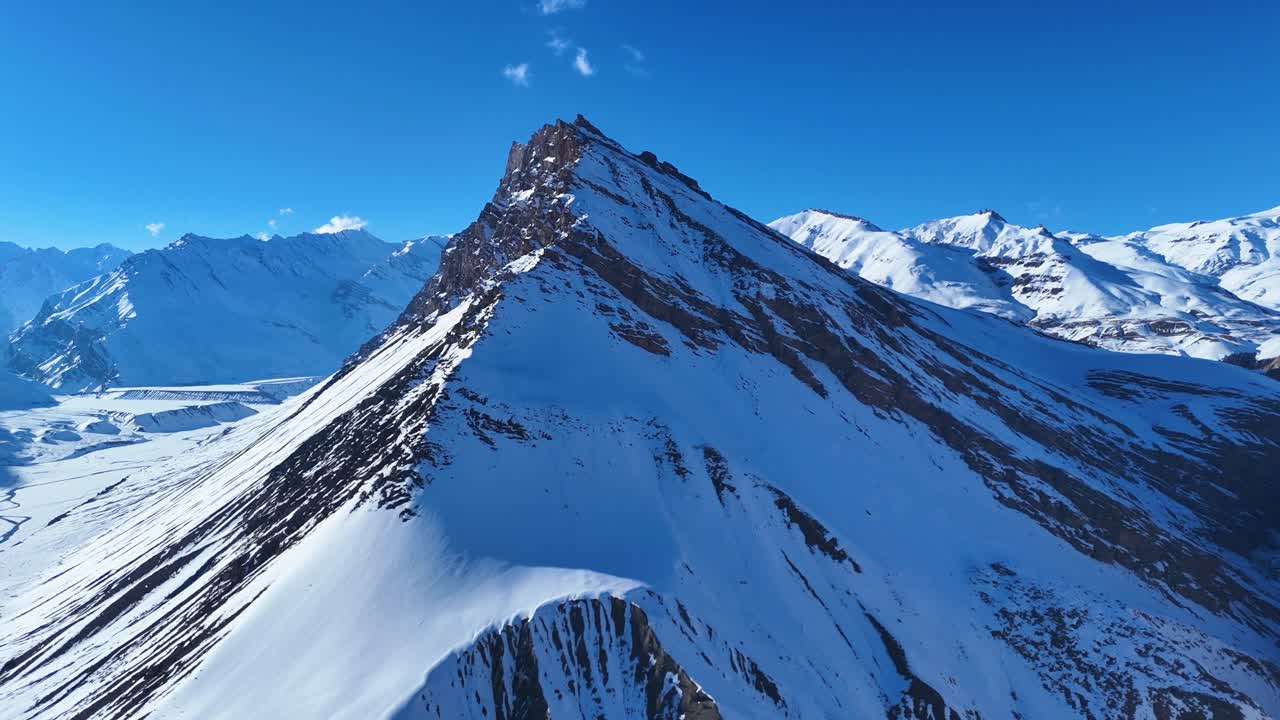 Snow-capped Mountain Peaks in a Winter Landscape