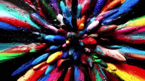 a stunning burst of colors: a dynamic display of paint explosions captured in two frames illustrating the vividness and energy of art in motion