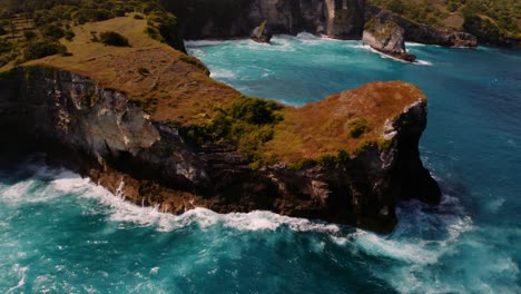 Breathtaking-geological-formations-along-Nusa-Penida--coastline;-drone