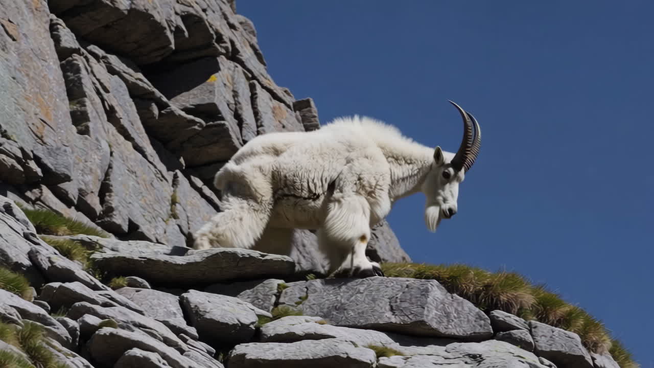 Mountain Goat on a Rocky Cliff
