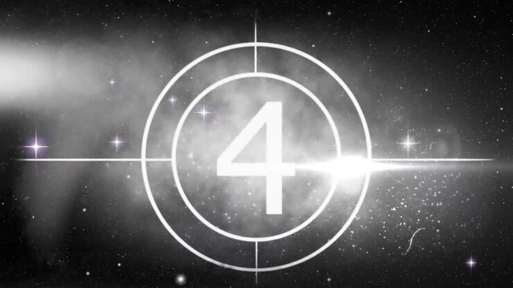 Countdown from ten to one against space in background