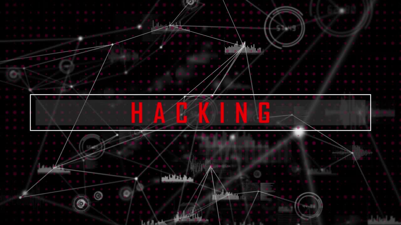 Animation af advarselstekst om cyberangreb over databehandling
