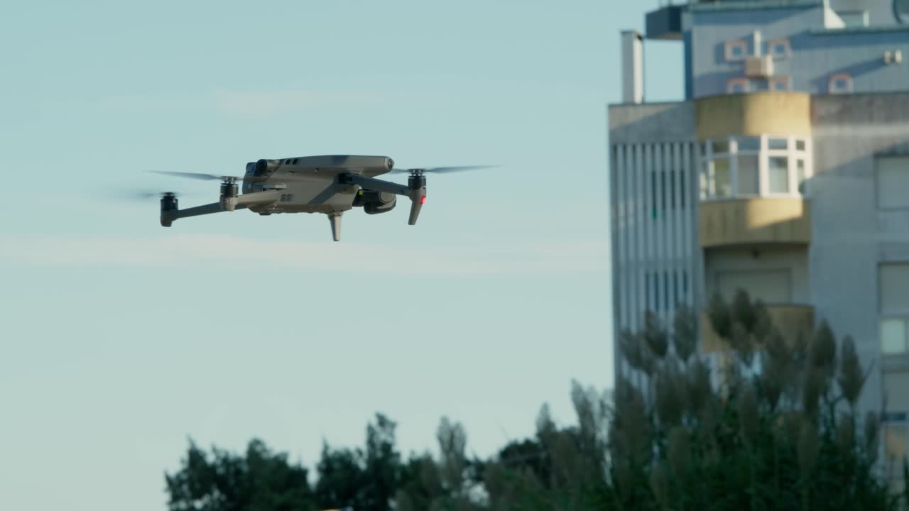 Shot of drone hovering and turning.