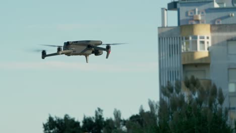 shot of drone hovering and turning.