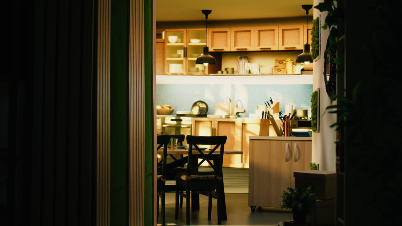 Interno di casa contemporanea che mostra un corridoio vuoto in un appartamento moderno