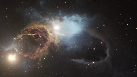 expanding nebula as well as stars in cosmic space