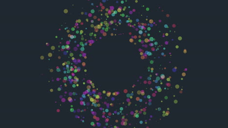 confeti de colores en movimiento con luz led de arco iris en galaxia negra