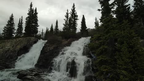 Pullback-drone-footage-of-Upper-Twin-Falls-in-Colorado