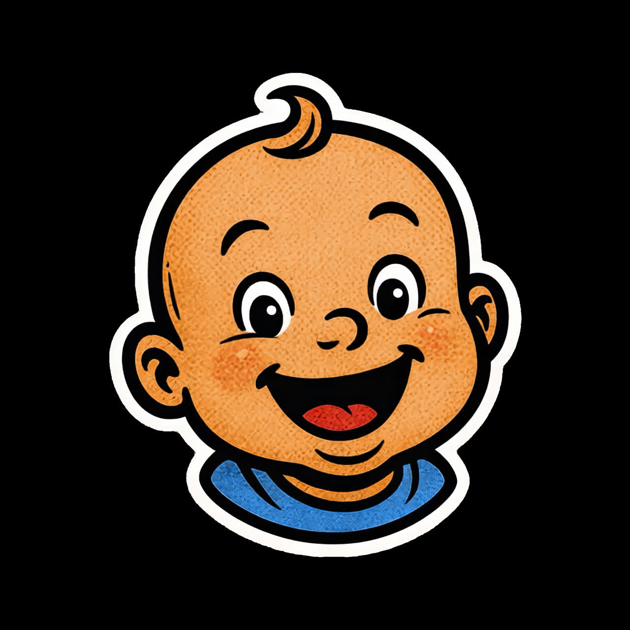 Smiling cartoon baby face illustration animation isolated asset, transparent 4K video, alpha