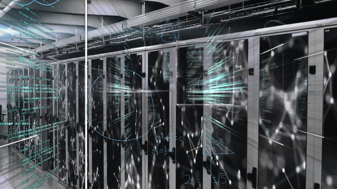 Animation of data processing over server room