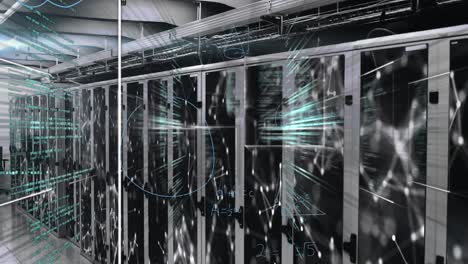 animación del procesamiento de datos en la sala de servidores