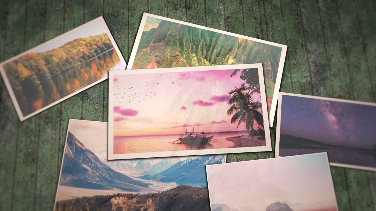 fotos de colagem com paisagem de verão em diferentes países e horários