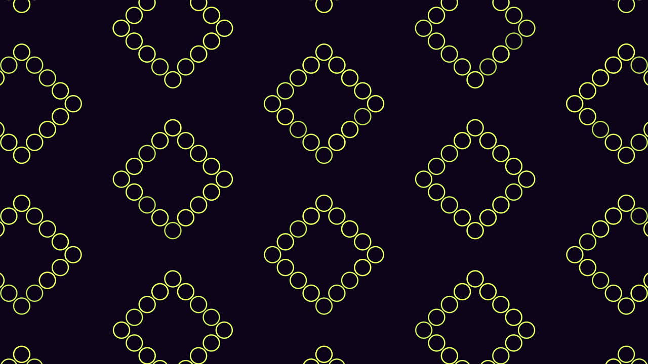 Futuristic squares pattern with rainbow neon rings