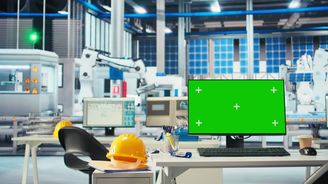 배열을 최적화하는 데 사용되는 빈 태양 패널 제조 공장에서 모형 pc