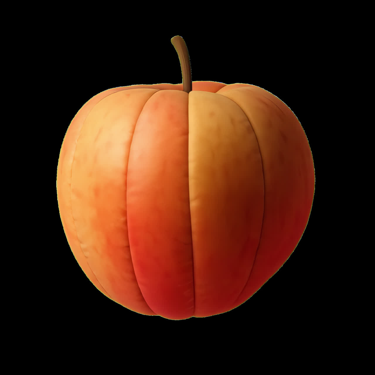 Hybrid fruit blending apple pumpkin animation isolated asset, transparent 4K video, alpha channel