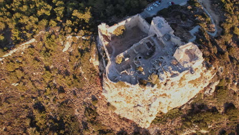 aerial view of ancient castle ruins in morning nature