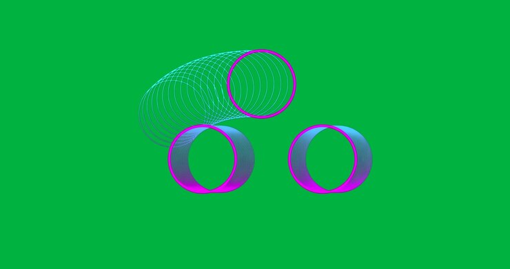 Neon ring graphics transitioning on transparent canvas, evolving neon circles for technology design