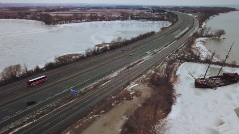 Aerial-shot-of-the-motorway