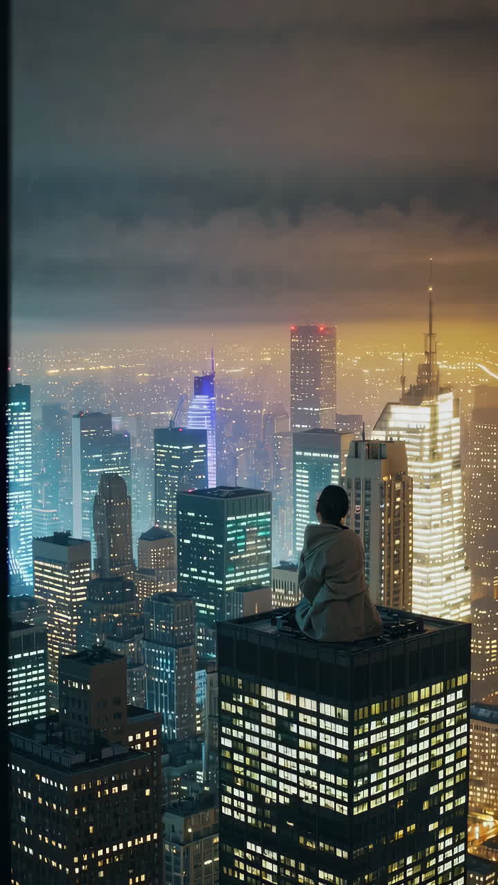 Night City View from Rooftop