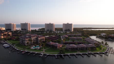 aerial over marco island flordia beach town at sunset-9