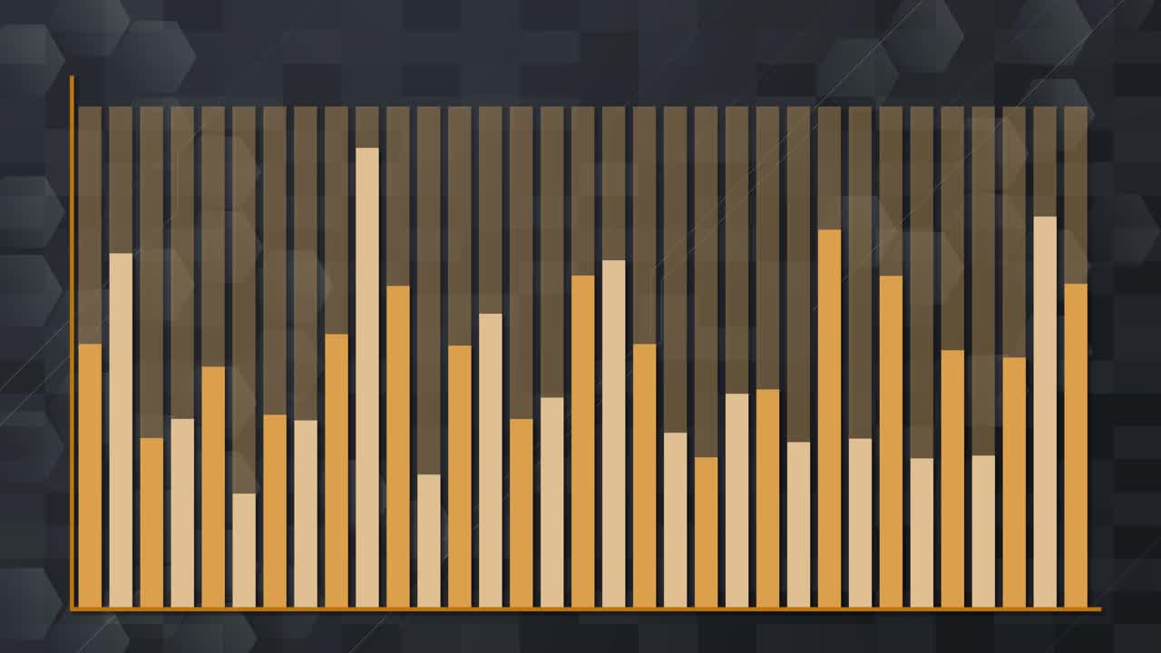 Bar graph animation showing sequential data growth, smooth transitions, dark grid background, modern style