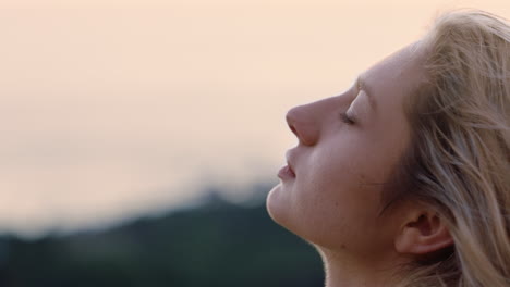 portrait beautiful woman looking up praying enjoying peaceful sunset exploring spirituality contemplating journey relaxing outdoors