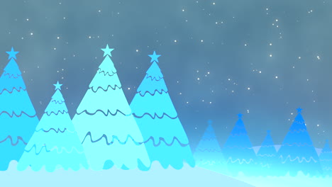 Christmas-tree-and-white-snowflakes-and-stars-falling